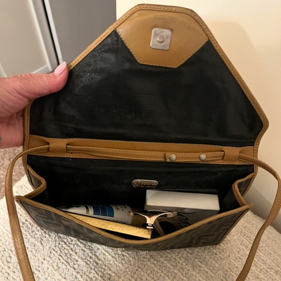 Fendi Tan and Black Monogram Shoulder Bag - Picture 7 of 7